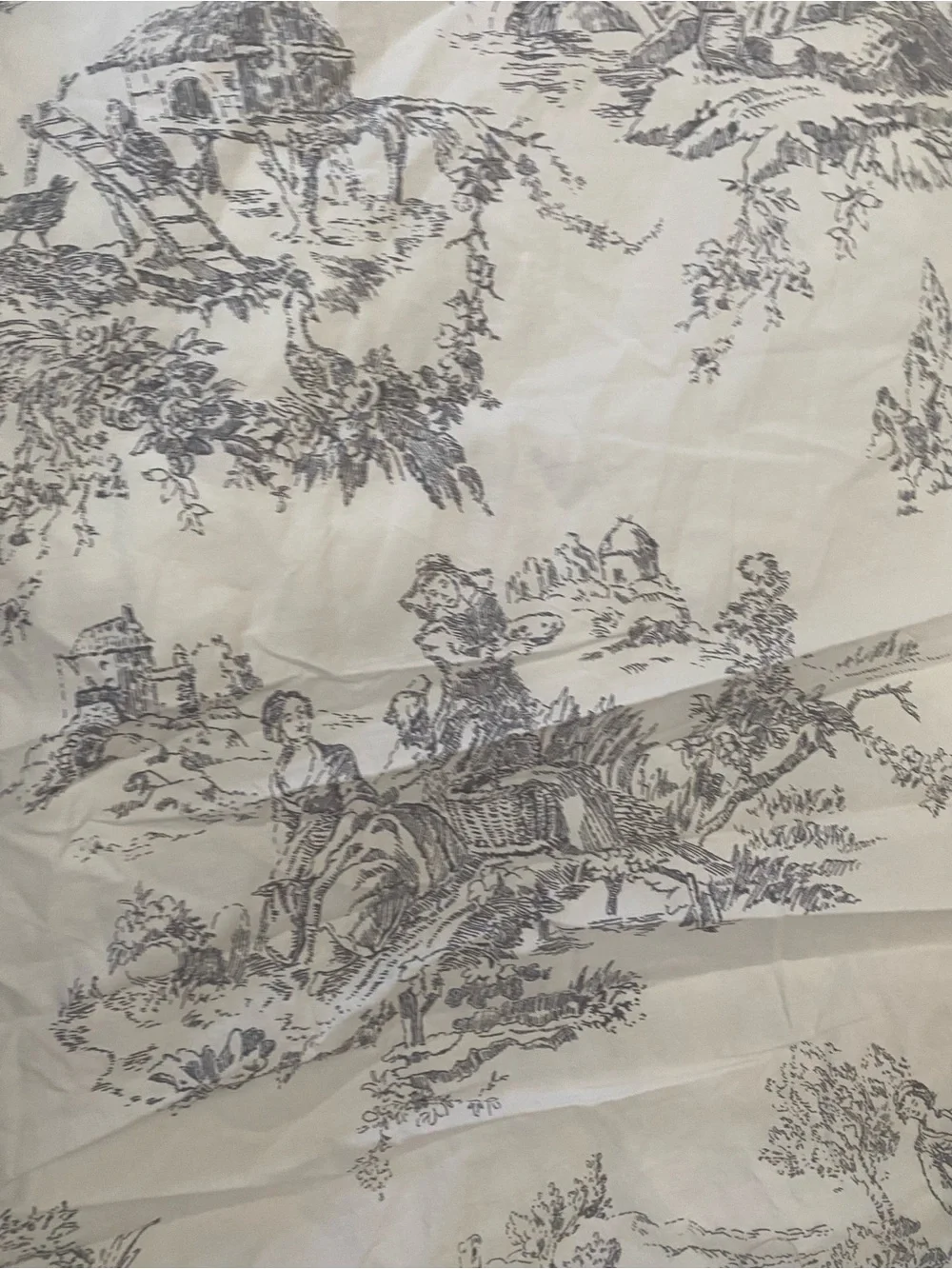 Cabbages & Roses London King Sheet Set Charcoal Grey Country Toile Cottagecore